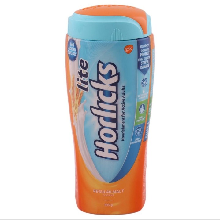 Horlicks Lite Health & Nutrition Drink, Regular Malt Flavour - 450gm (Jar)