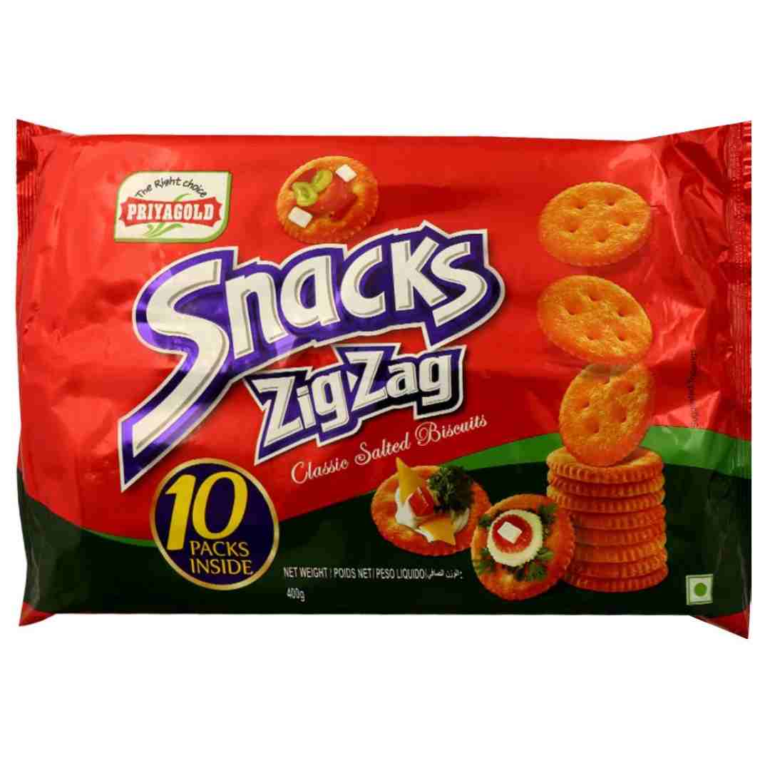 Priyagold Snacks Zig-Zag Classic Salted Biscuits 400 g