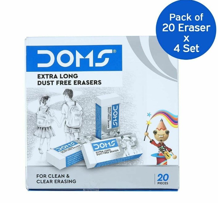 DOMS Extra Long Dust Free Eraser 20 pcs (Set of 4)