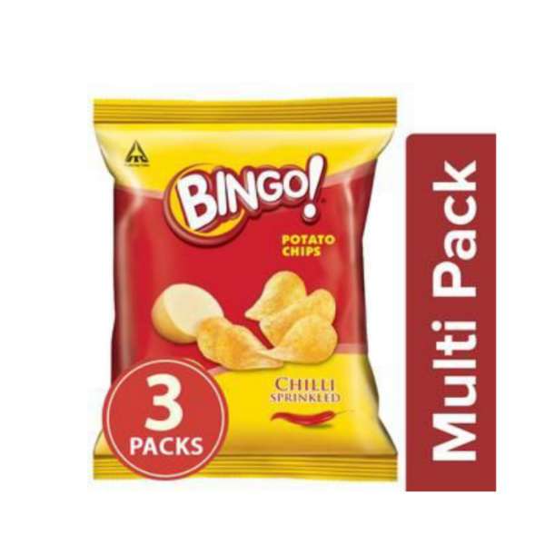 Bingo Yumitos Potato Chips - Original Style, Chilli, 3x52 g Multipack  (pack of 3)