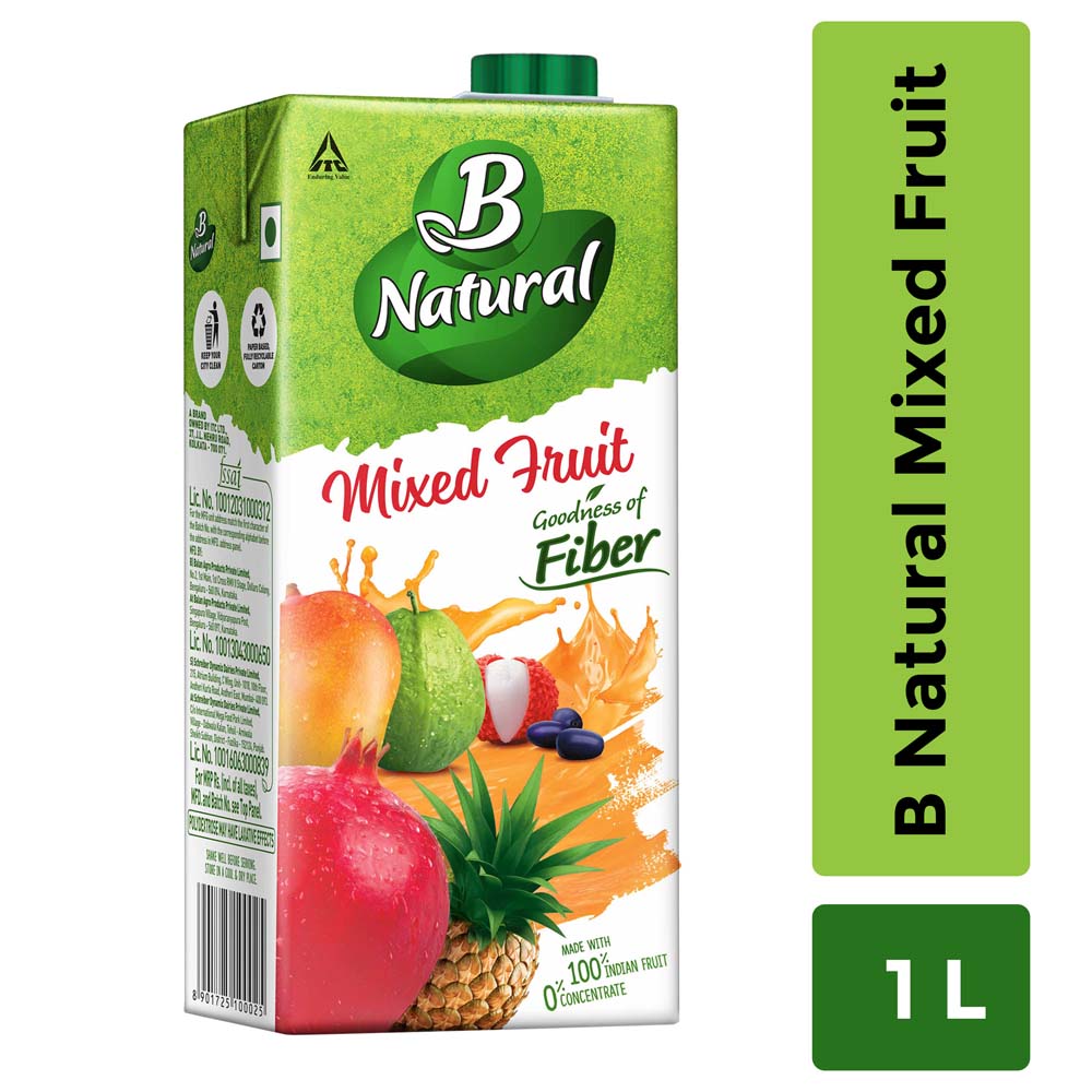 B Natural Mixed Fruit, Goodness of fiber, Made from choicest Fruits, 1 litre