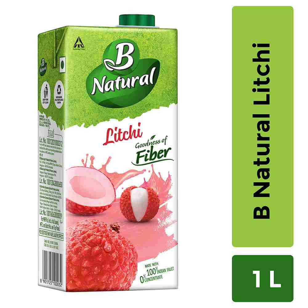 B Natural Litchi, Goodness of fiber, Made from choicest Litchis, 1 litre